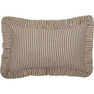 Sawyer Mill Charcoal Grey And Dark Creme Farmhouse Ticking Stripe 14 in. x 22 in. Throw Pillow | The Home Depot