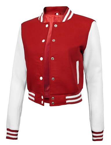 Decrum Stylish Varsity Jacket Women Crop Red Varsity Jacket Women – Fashion College Jacket For Womens Outerwear | [40158176] Red And White CRP, XXL | Amazon (US)