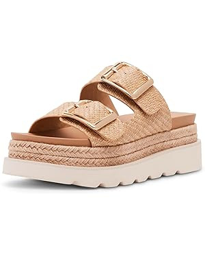 DOEYG Raffia Platform Wedges Sandals for Women Summer Beach Slide Sandals Comfortable Casual Wove... | Amazon (US)
