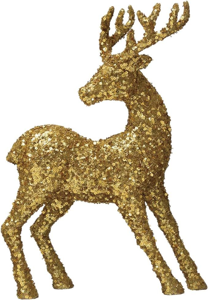 Decorative Plastic and Sequin Deer, Gold | Amazon (US)