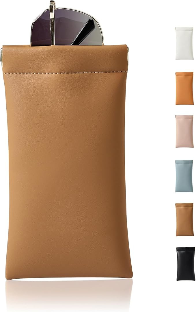 Squeeze Top Sunglass Case, New Organosilicon Soft Leather Eyeglass Glass Case Travel Large Sungla... | Amazon (US)