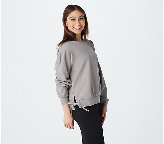 AnyBody Cozy Kind French Terry Side Tie Sweatshirt | QVC