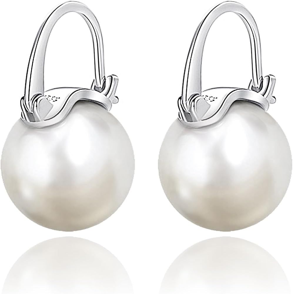 OwMell Elegant 925 Sterling Silver Pearl Drop Earrings Dangle Stud Gold Plated Earrings for Women... | Amazon (US)