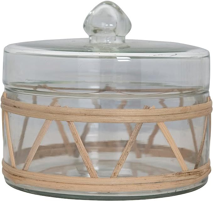 Creative Co-Op Rattan Wrapped Glass Lid Jar, 6" L x 6" W x 6" H, Clear | Amazon (US)