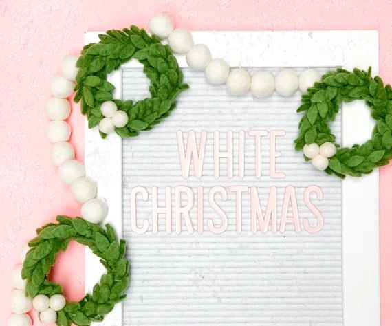 White Christmas Wreath Felt Garland - Bunting, Banner - Holiday | Etsy (US)