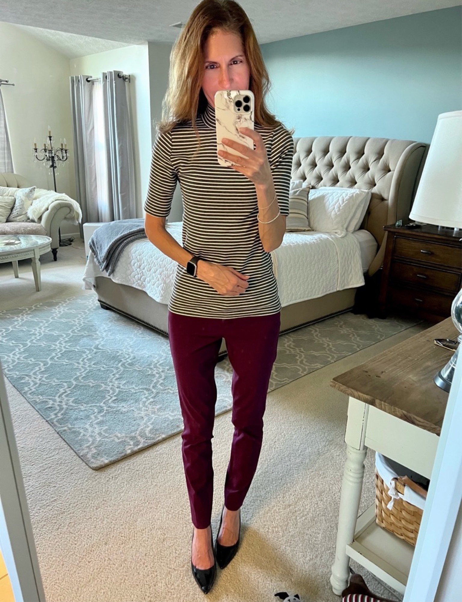 This striped mock neck top is so versatile. Made of cotton (with a touch of spandex) it dresses up beautifully. Comfy as a tee but also kinda fancy? Perfect! Oh and yeah, it’s on sale! 

#LTKstyletip #LTKworkwear #LTKsalealert