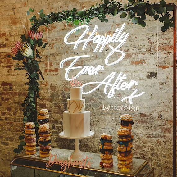 Happily Ever After, Neon Wedding Sign, Neon Light, Led Sign for Wedding Backdrop,Wall Decor,Party... | Etsy (US)