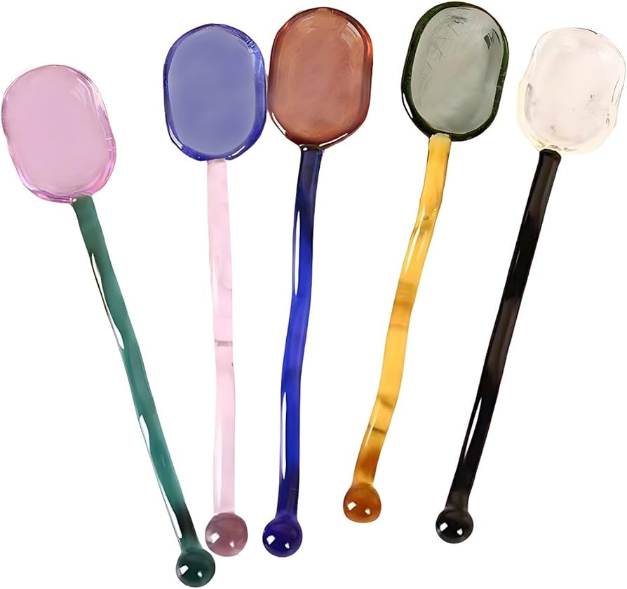 5 Pieces Glass Spoons - 6.1 inch Coffee Teaspoons, Heat Resistant Stirrers for Tea, Sugar, Home B... | Amazon (US)