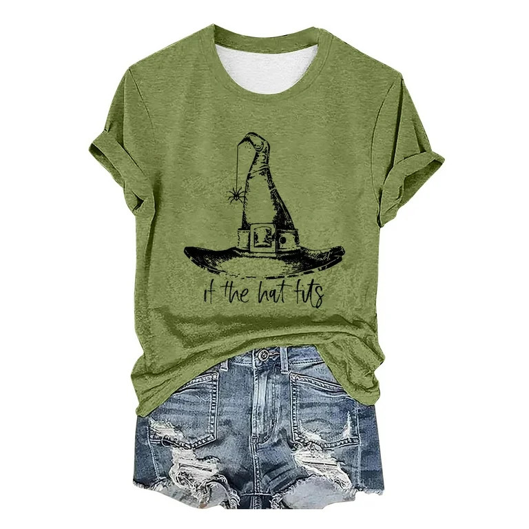 HCURIBAD Clearance! T Shirts for Women, Graphic Tees Women's Halloween Print Crew Neck T-Shirt, F... | Walmart (US)