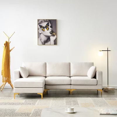92.9" Modern Leisure L Shape Sofa For Living Room, Beige - ModernLuxe | Target