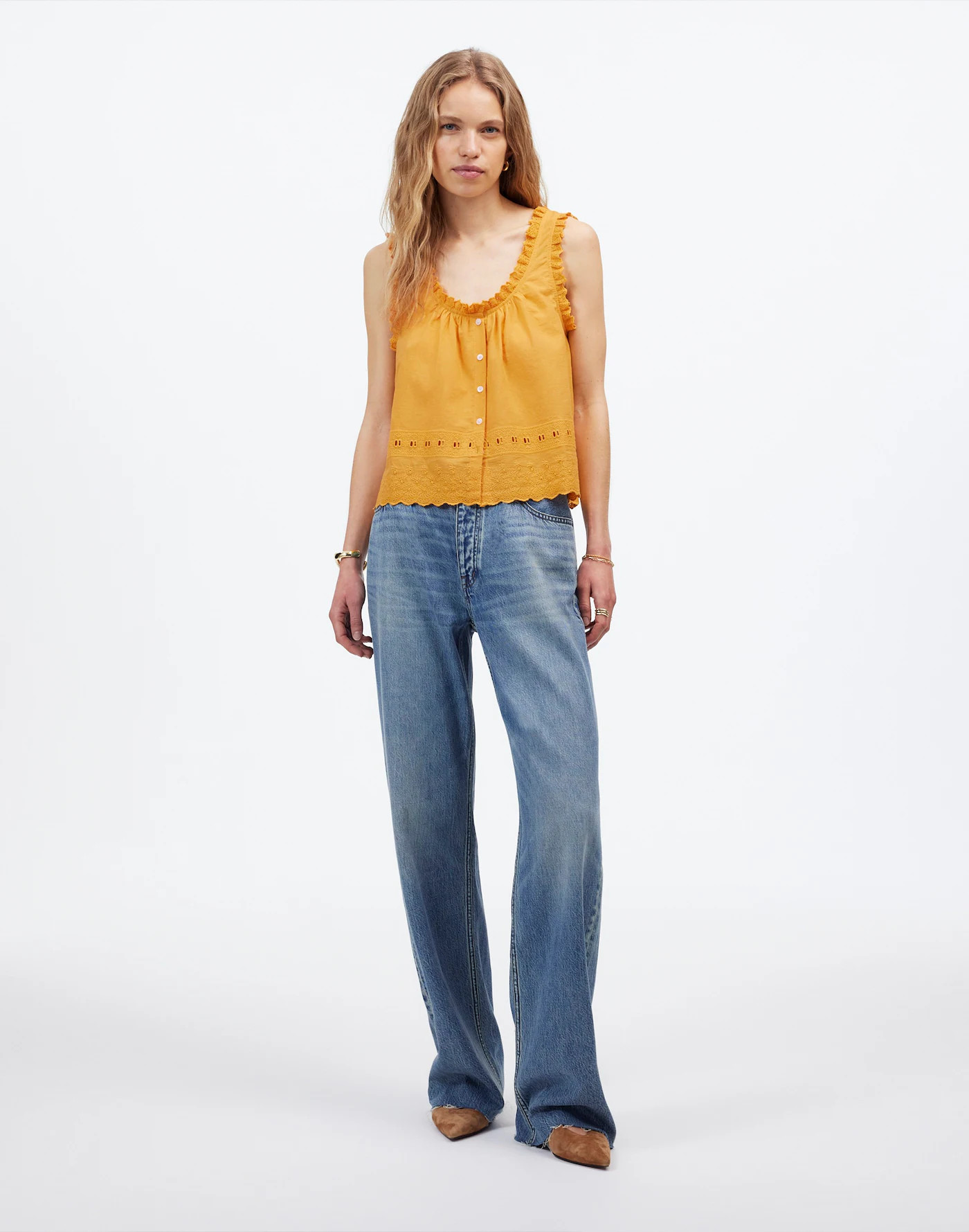 Embroidered Ruffle-Trim Top | Madewell