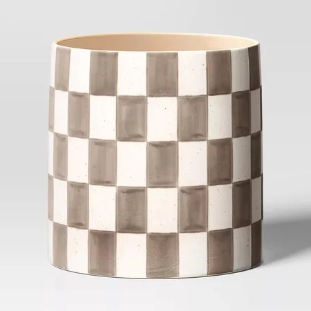 Checker Stoneware Indoor Outdoor Planter Pot Brown 8"x8" | Walmart (US)