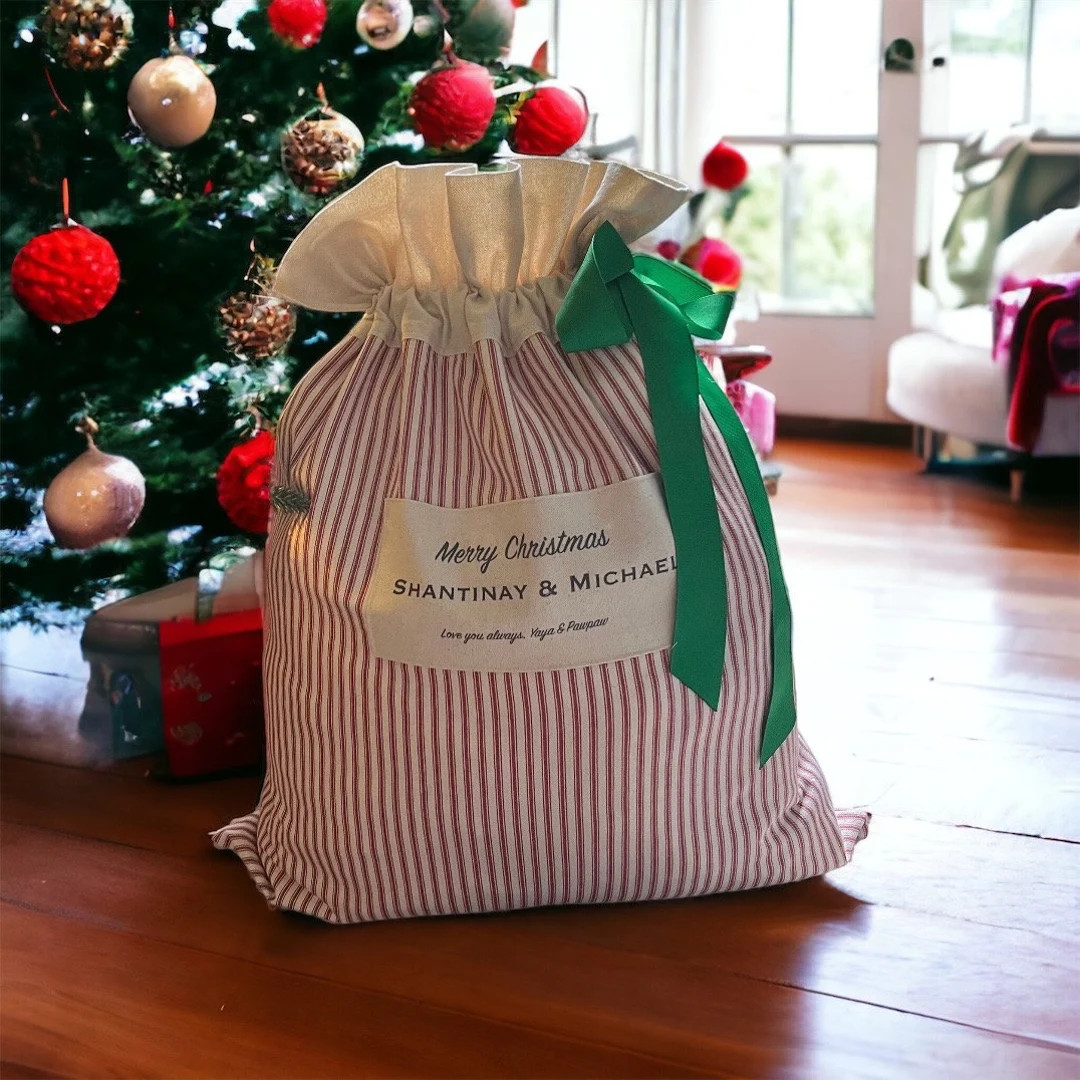 XL Keepsake Red Stripe Christmas Bag - Etsy | Etsy (US)