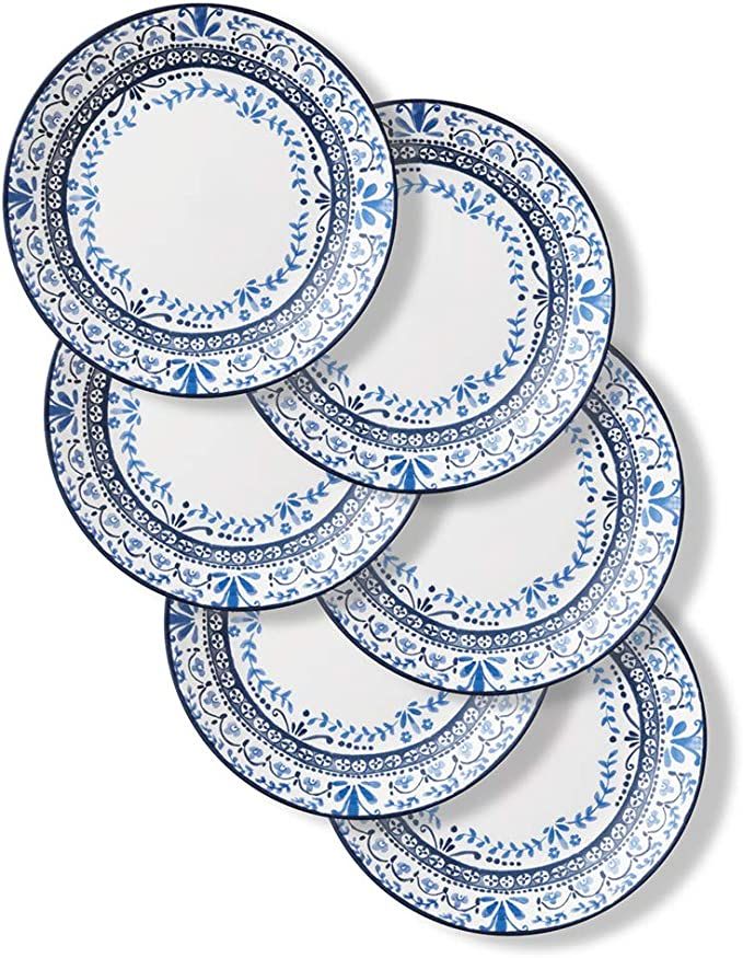 Corelle Vitrelle 6-Piece Dinner Plates Set, Triple Layer Glass and Chip Resistant, Lightweight Ro... | Amazon (US)