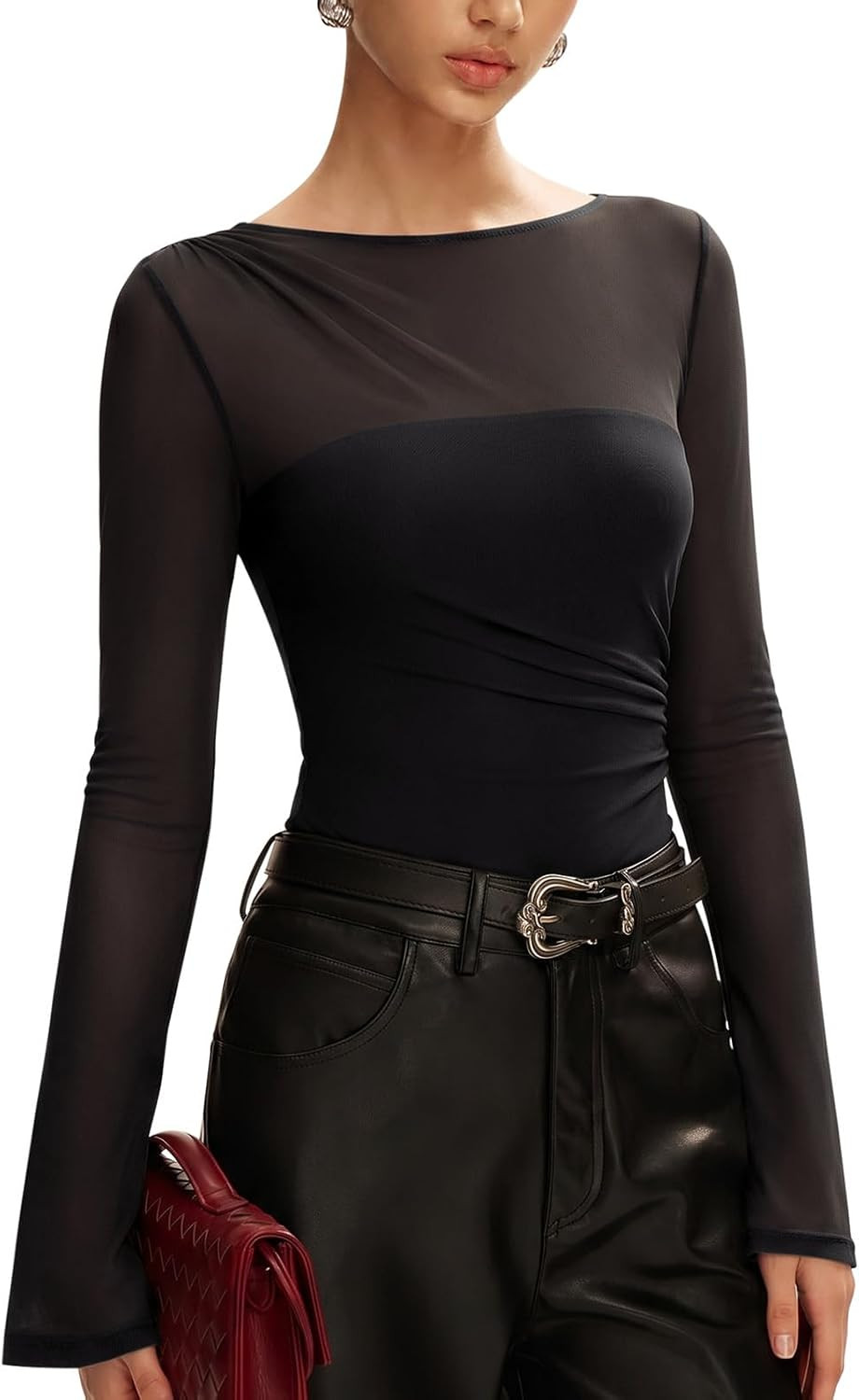 REORIA Womens Bodysuits Long Sleeve Body Suit Tops | Amazon (US)