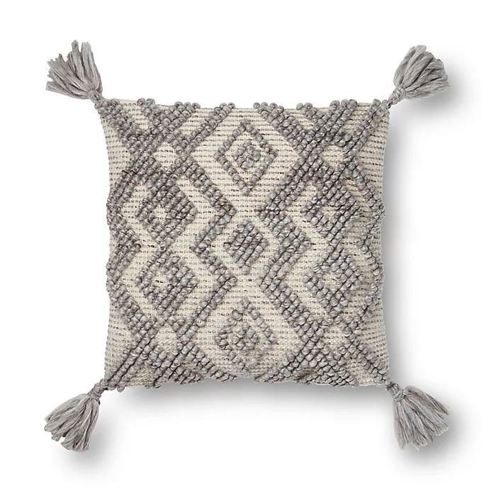 Magnolia Home by Joanna Gaines Karleigh Square Throw Pillow in Grey | Bed Bath & Beyond
