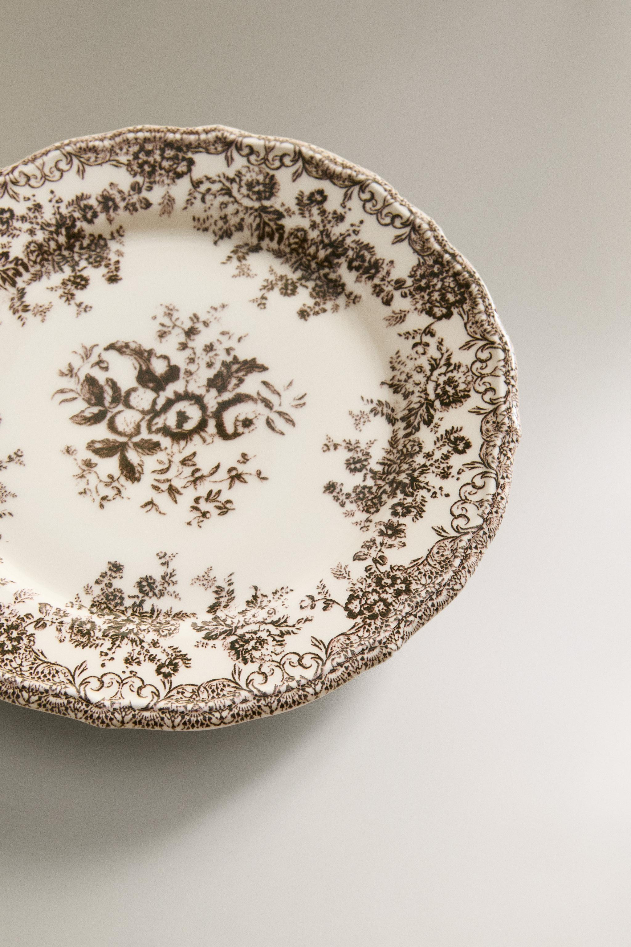 FLORAL EARTHENWARE DESSERT PLATE | Zara US