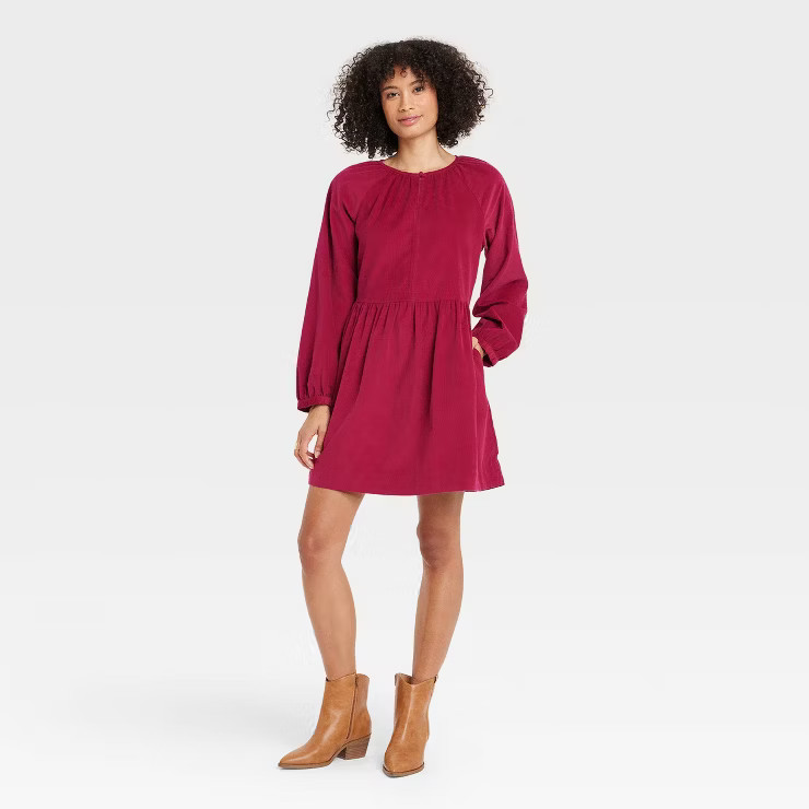 Women's Balloon Long Sleeve Corduroy Shift Dress - Universal Thread™ | Target
