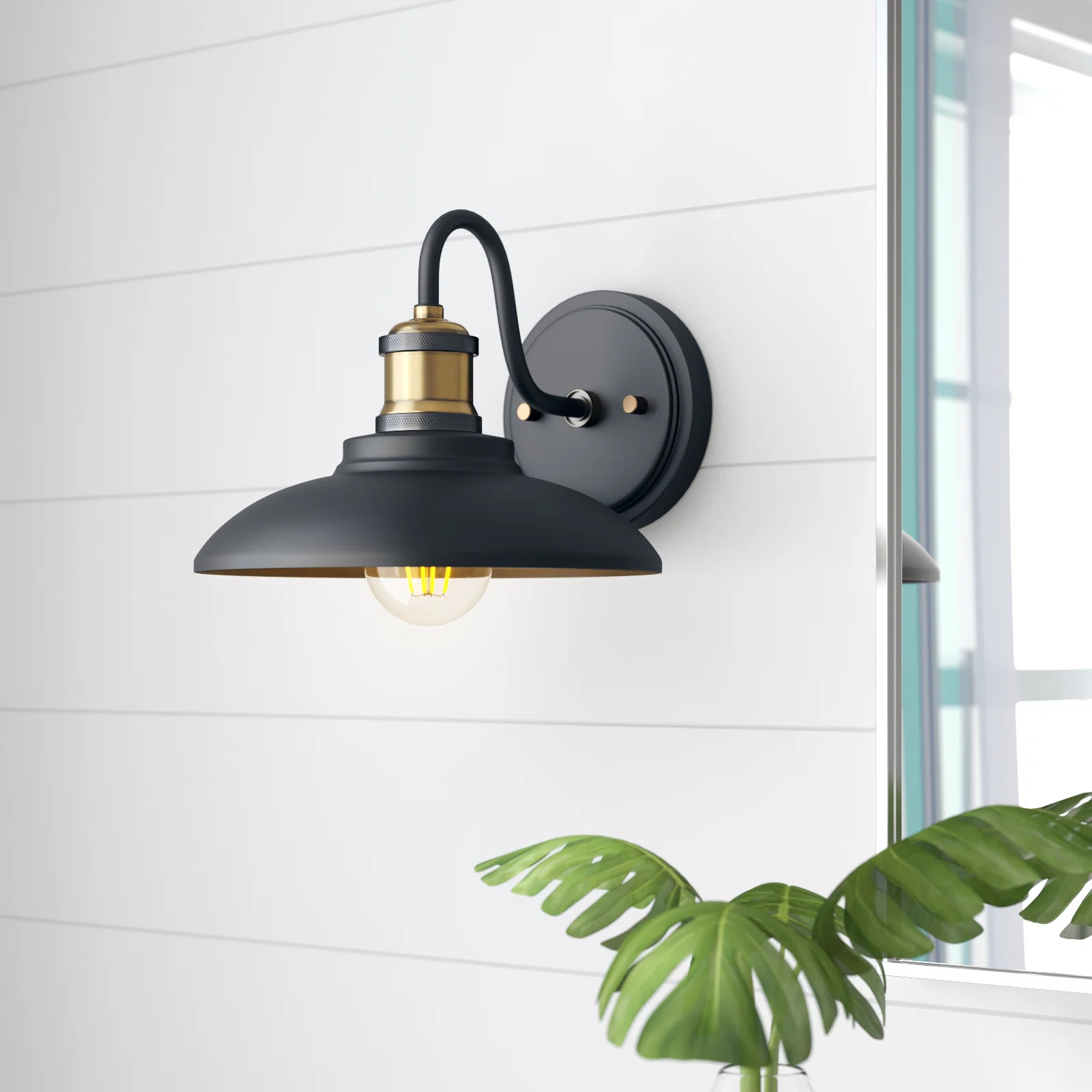 Armistead 1 - Light Modern Dimmable Flush Mounted Wall Sconce in Matte Black with Metal Shade | Wayfair North America