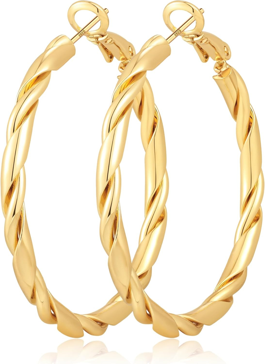 3MM Wide Gold Hoop Earrings for Women Hypoallergenic Thick Twisted | Amazon (US)