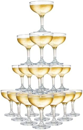 Peohud Set of 20 Coupe Cocktail Glasses, 5 Oz Small Acrylic Martini Glasses, Reusable Champagne C... | Amazon (US)