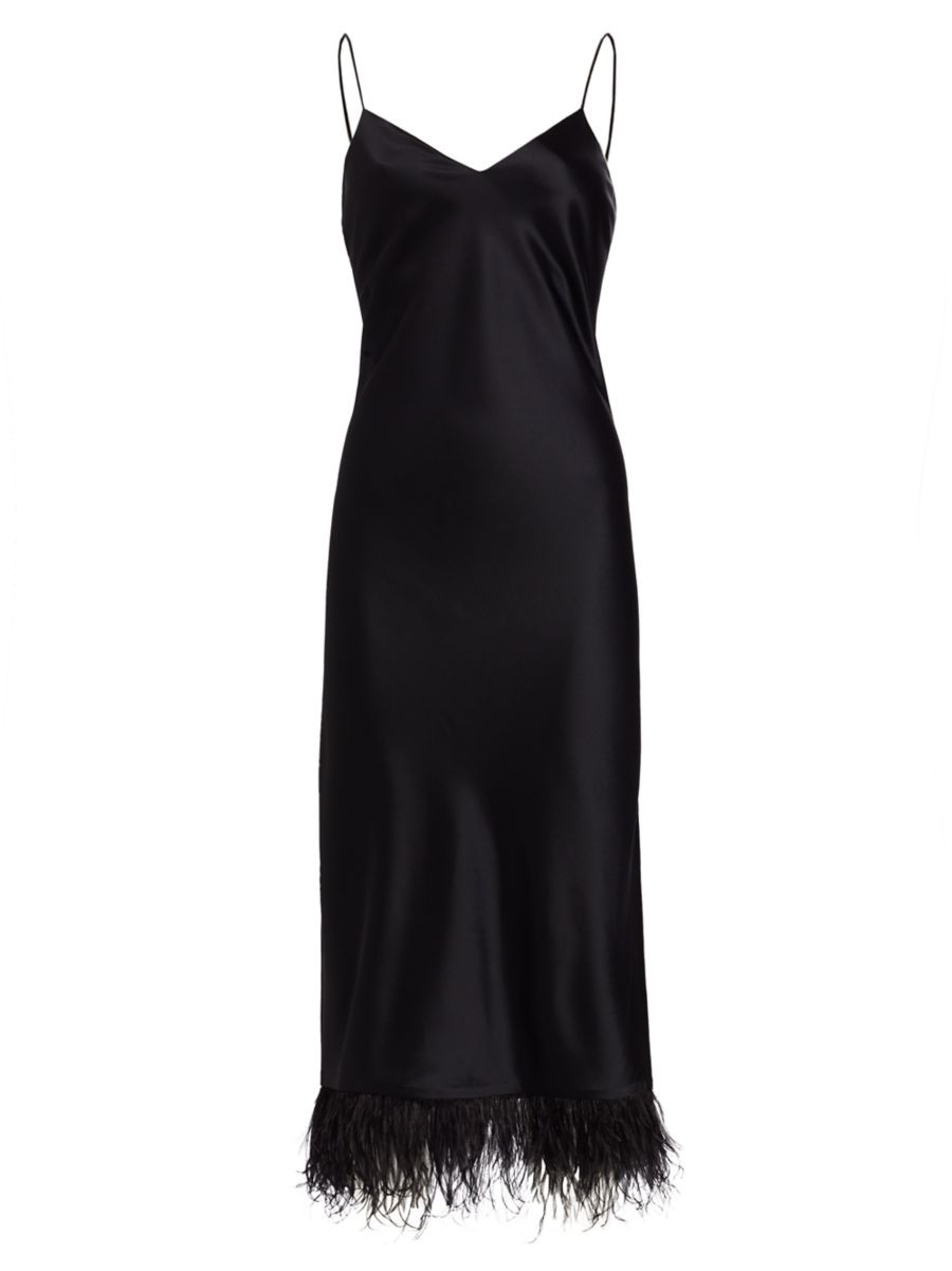 Cami NYC Raven Feather &amp; Silk Slipdress | Saks Fifth Avenue