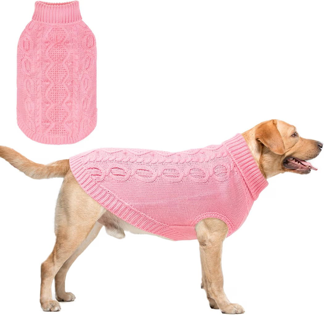 SCENEREAL Knitted Dog Sweater for Large Medium Small Dogs Girl Boy, Soft Warm Turtleneck Pet Clot... | Amazon (US)