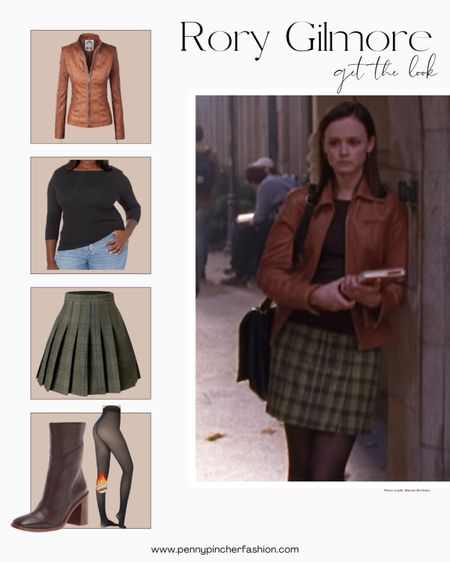 Rory Gilmore outfit idea! I recreated this leather jacket Rory Gilmore look with items from Amazon! So cute!
