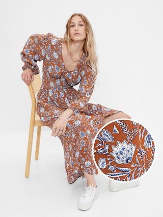 LENZING™ ECOVERO™ Smocked Waist Puff Maxi Dress | Gap (US)