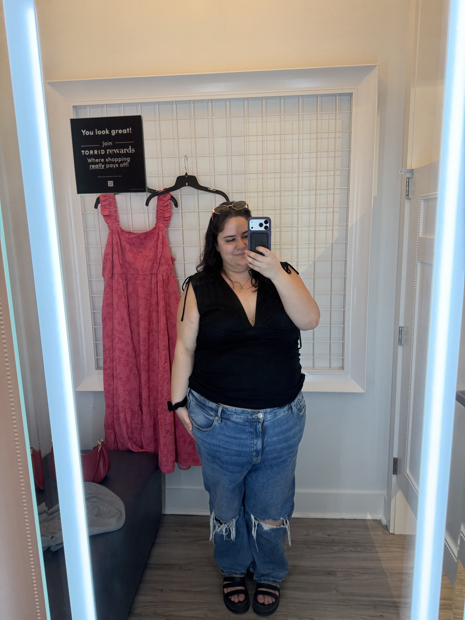 Black mesh v neck going out top from @Torrid 

#LTKSeasonal #LTKPlusSize