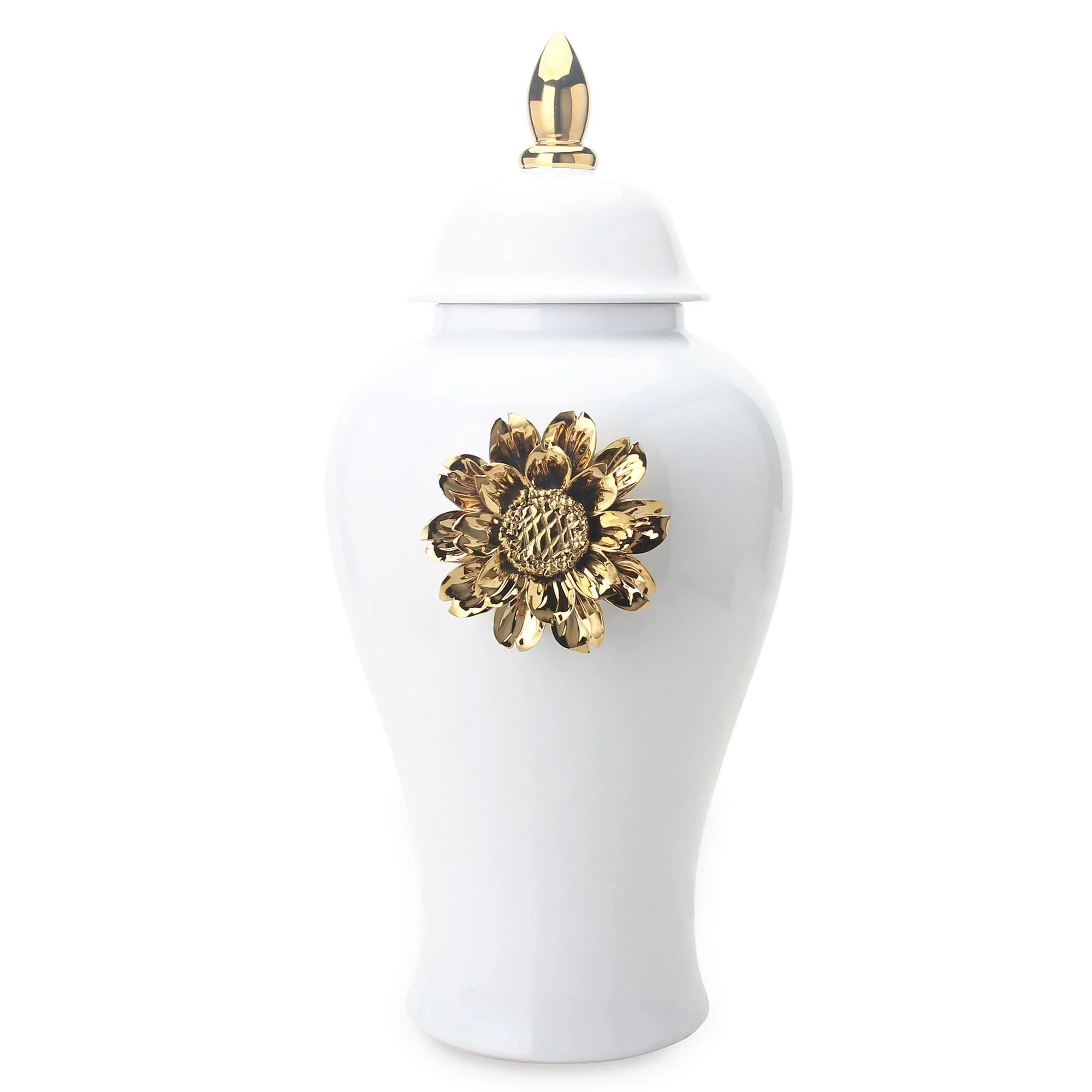 MAICOSY White Ginger Jar With Gilded Flower - Timeless Home Decor | Walmart (US)