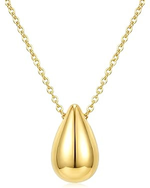 18K Gold Plated Dainty Pear Pendant Necklace for Women | Water Droplet Pendant Necklaces | Amazon (US)