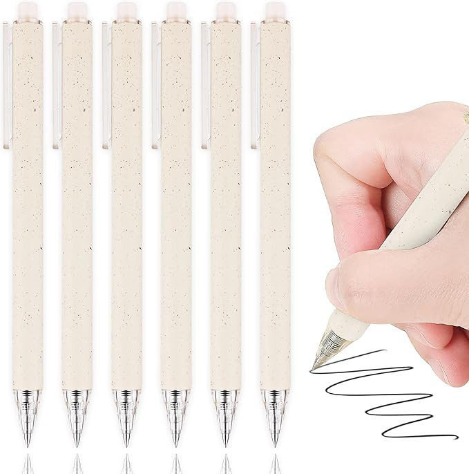 RIANCY Gel Pens, 6 Pcs 0.5mm Black Ink Pens Fine Point Aesthetic Pens Smooth Writing Pen Cute Off... | Amazon (US)