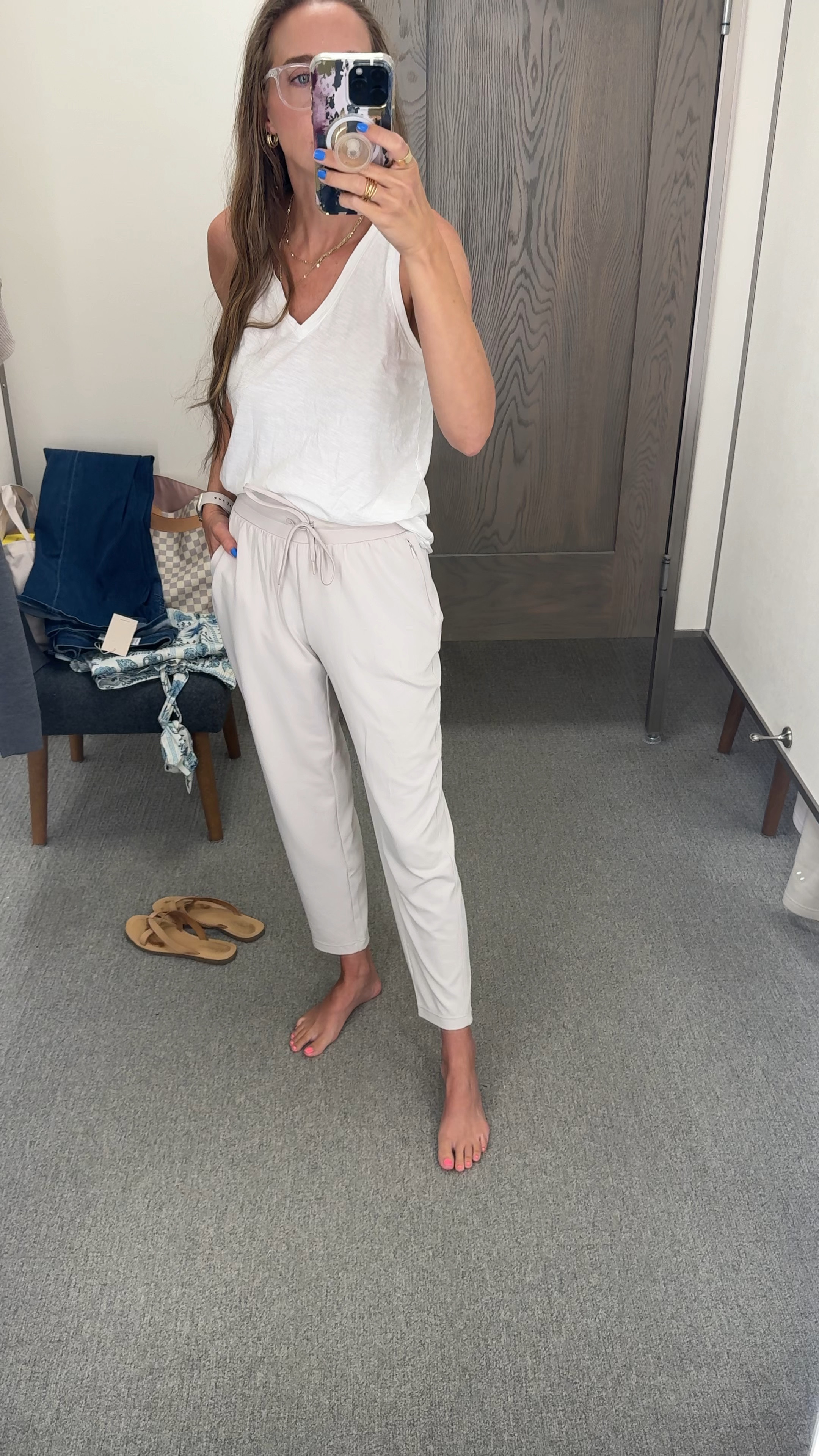 These Zella Ankle pants are a MUST BUY! They fit like joggers without gathering at the ankle. Perfect for travel, running errands or dressed up for work! The light warm grey is the perfect alternative to khaki pants. 

#LTKxNSale #LTKOver40 #LTKFindsUnder50