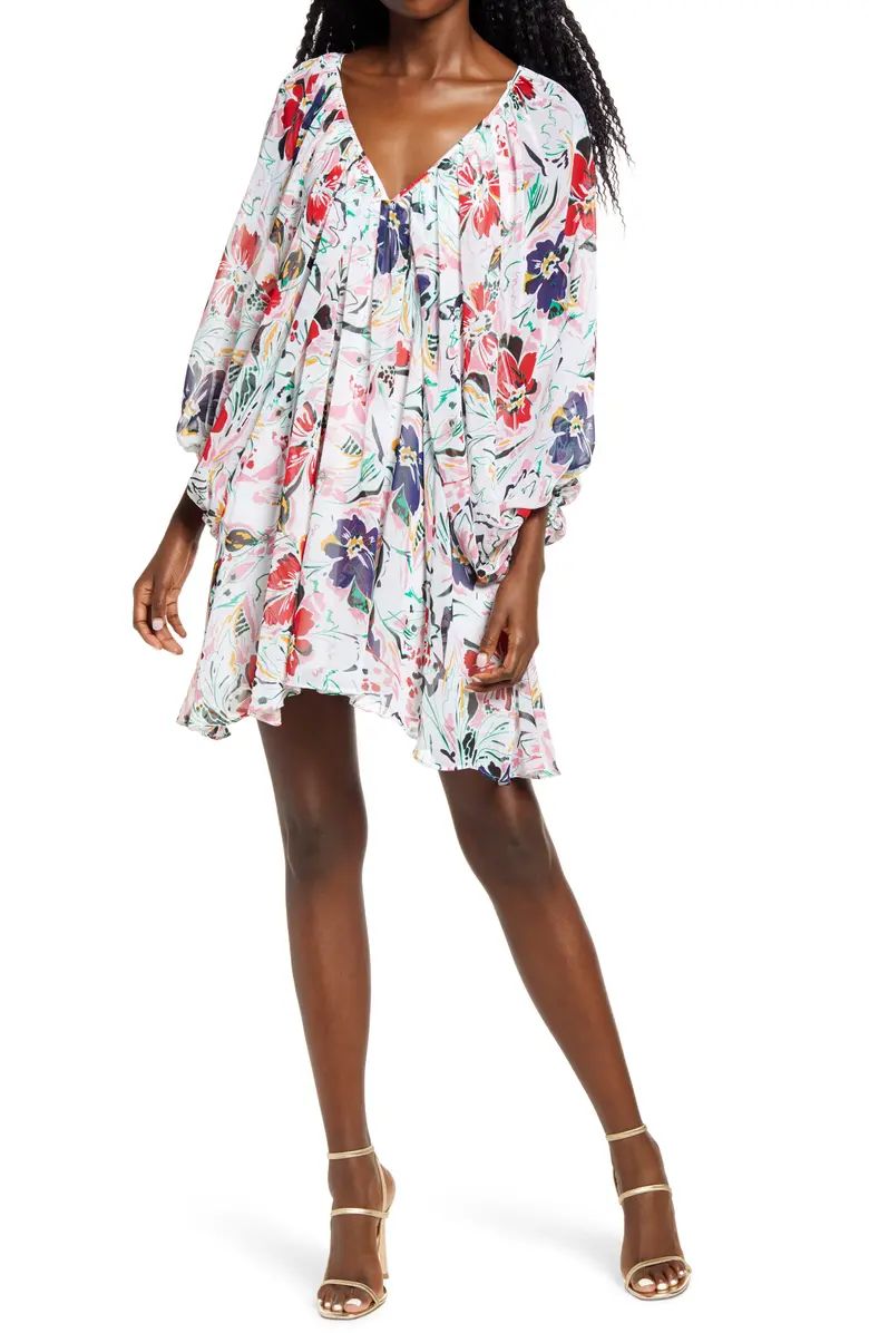 Floral Print Long Sleeve Minidress | Nordstrom