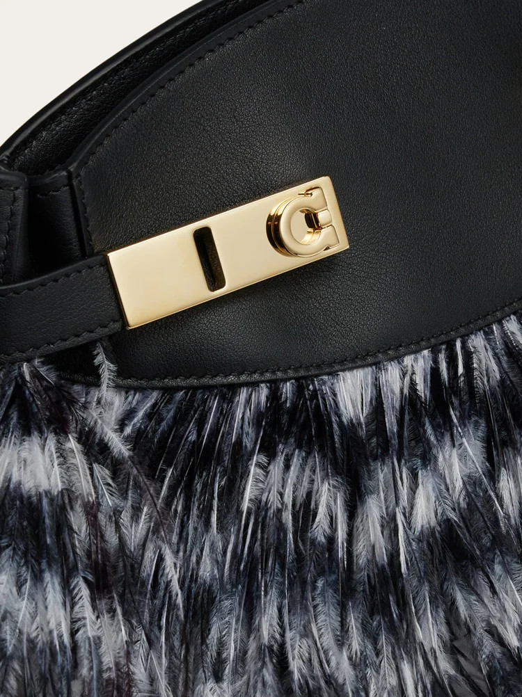 Hug soft crossbody bag with feathers (XS) | Ferragamo