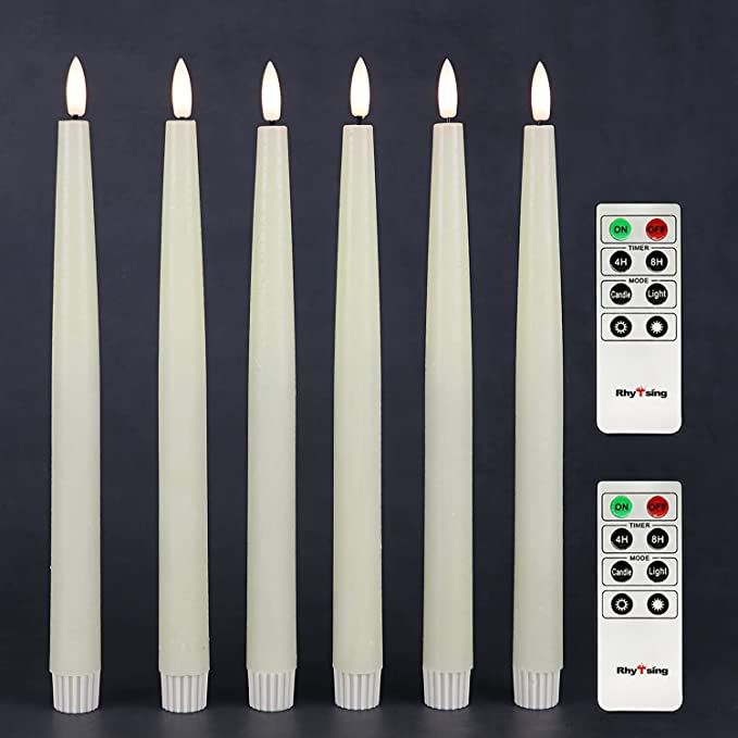 Rhytsing 11.4" Flameless Taper Candles with Timer Function, Battery Operated Dinner Long Candlest... | Amazon (US)