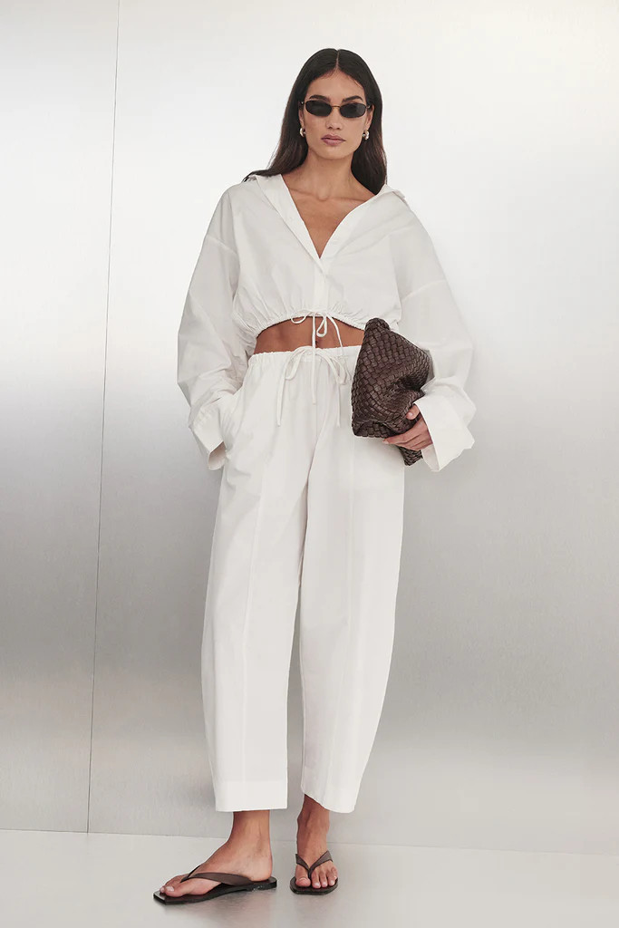 SCOUT WHITE COTTON BARREL LEG PANT | DISSH