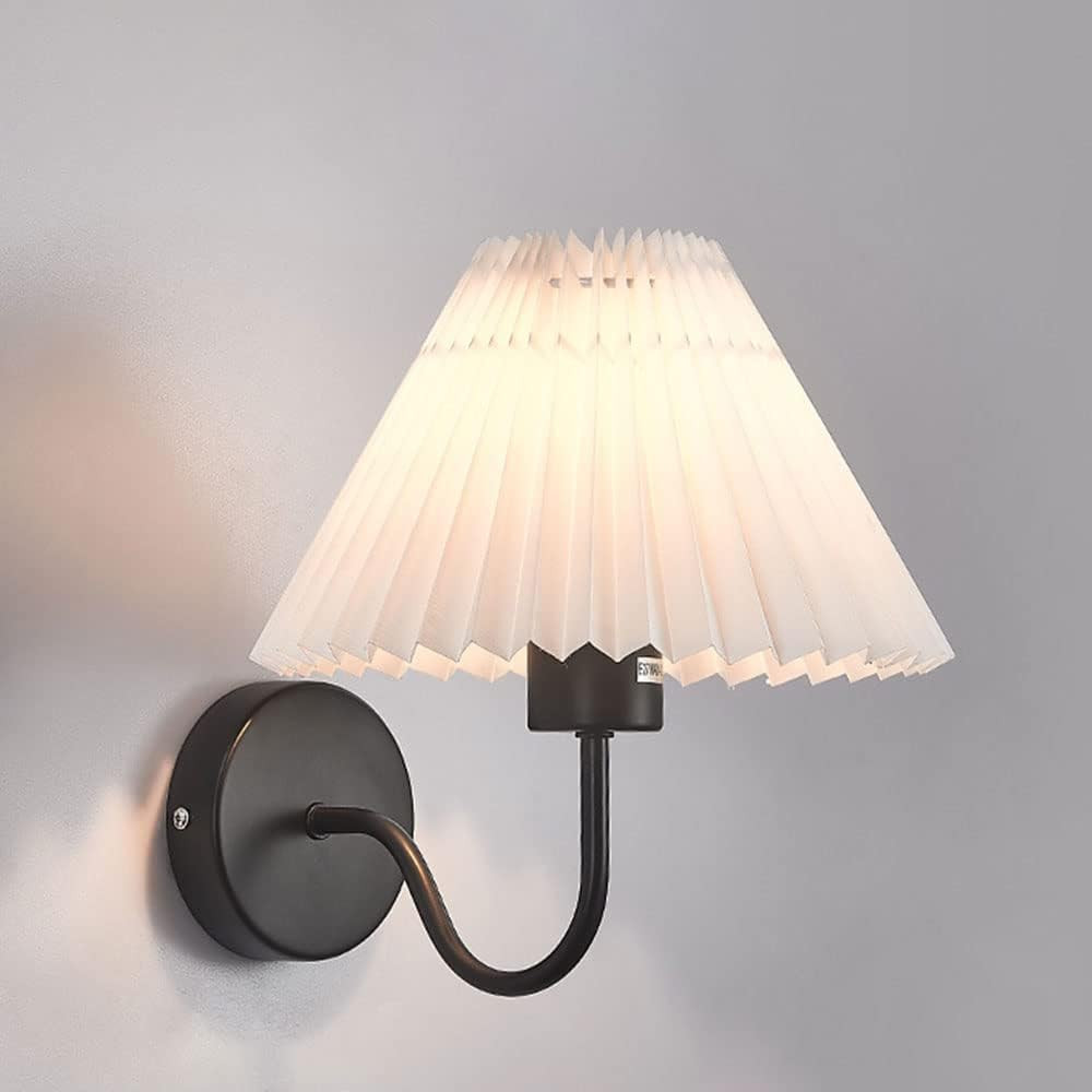Pleated Fabric Wall Light Nordic Indoor Wall Lantern Elegant Bedside Wall Sconces Single Head Wal... | Amazon (US)