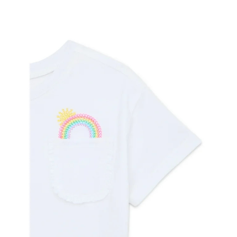 Garanimals Toddler Girl Short Sleeve T-Shirt with Ruffle Pocket, Sizes 18M-5T | Walmart (US)