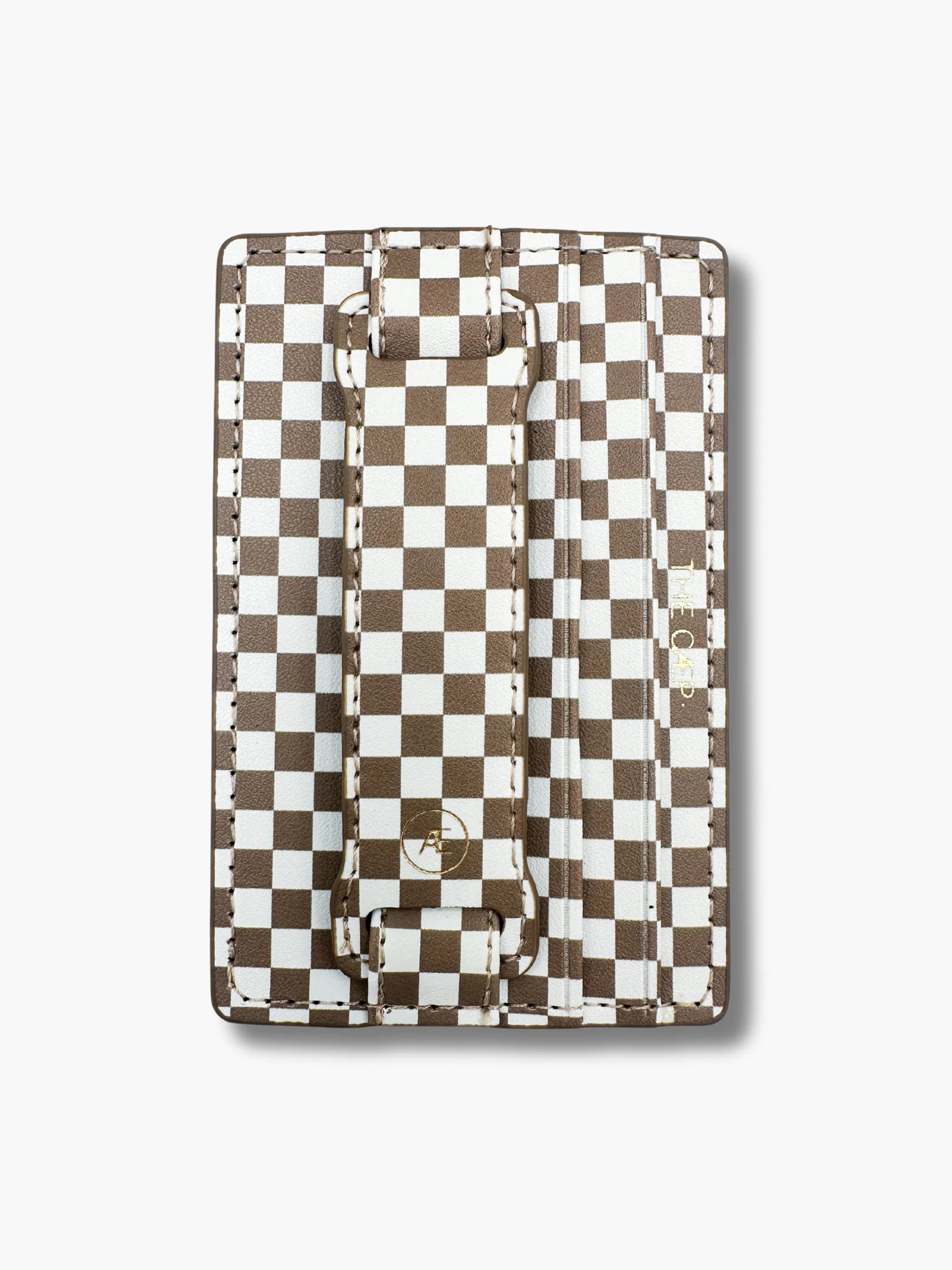 Tan Checkered Hoop Phone Wallet | THE CAEP