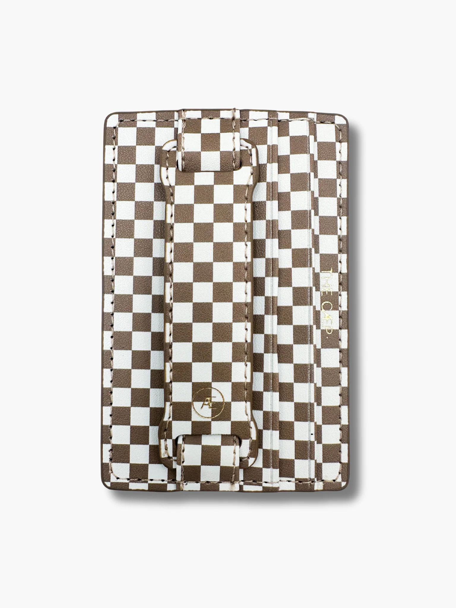 Tan Checkered Hoop Phone Wallet | THE CAEP