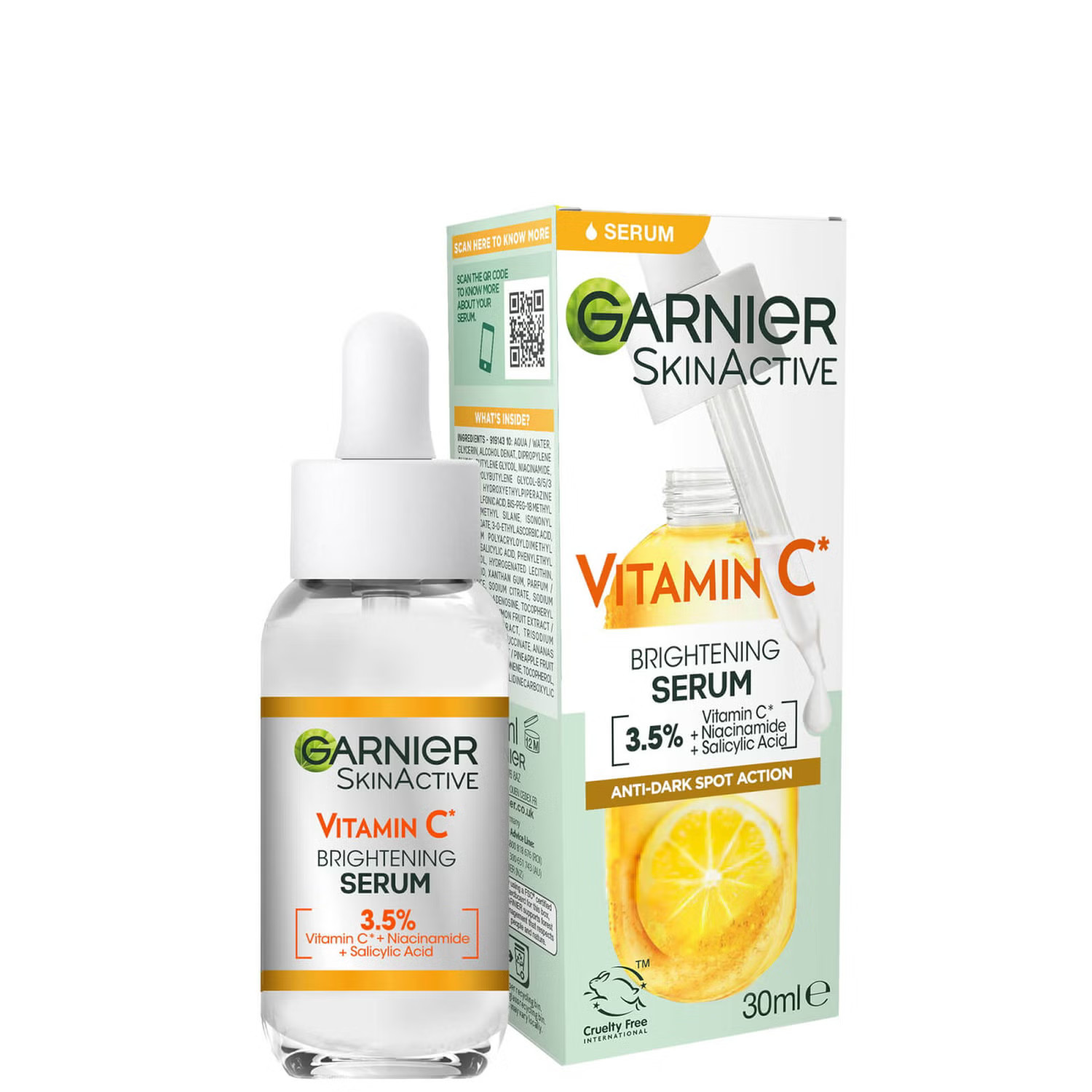 Garnier 3.5% Vitamin C, Niacinamide, Salicylic Acid, Brightening and Anti Dark Spot Serum 30ml | Look Fantastic (ROW)
