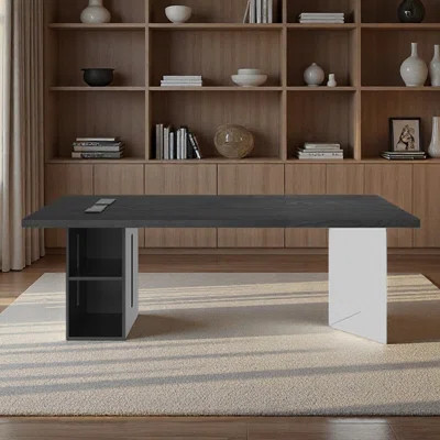 Black solid wood study desk for home use | Wayfair North America