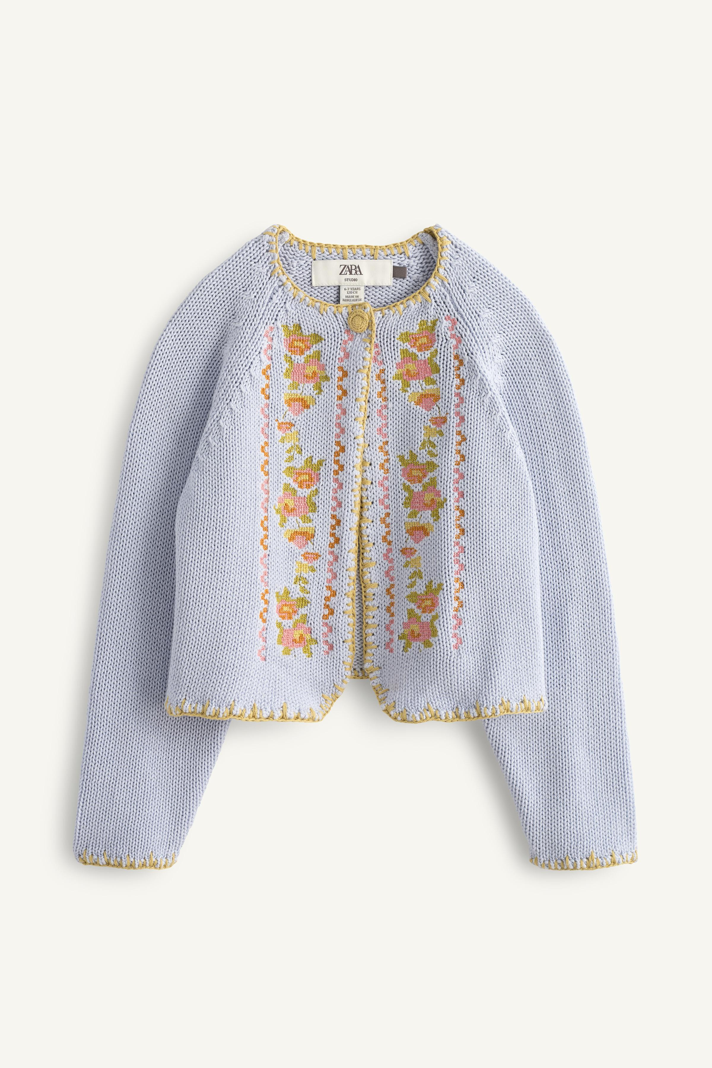 CROSS-STITCH FLORAL EMBROIDERED KNIT CARDIGAN LIMITED EDITION | Zara US