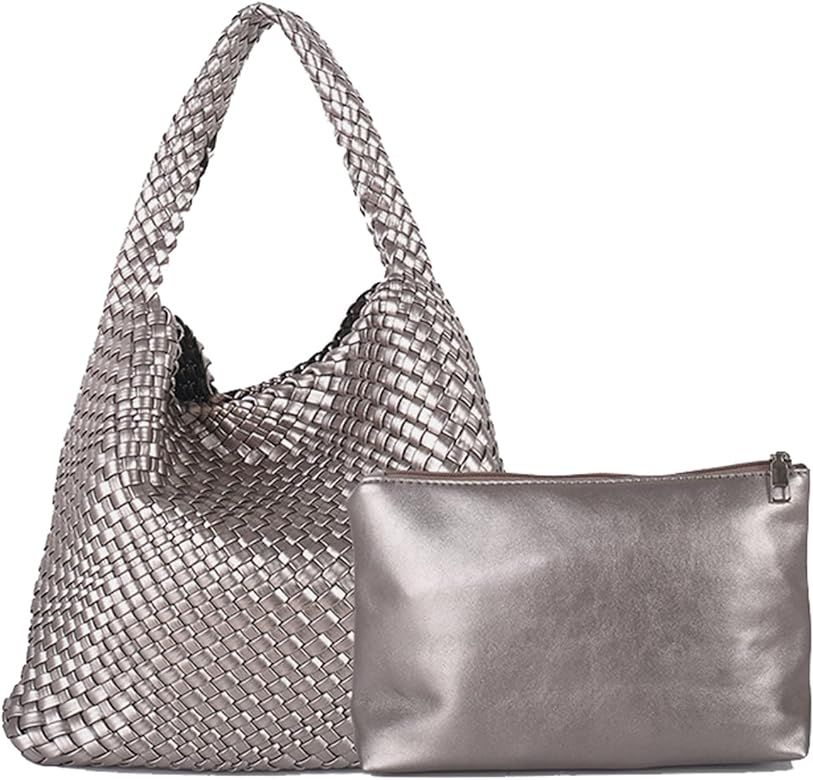 Women Vegan Leather Hand-Woven Tote Handbag Fashion Shoulder Top-handle Bag All-Match Underarm Ba... | Amazon (CA)