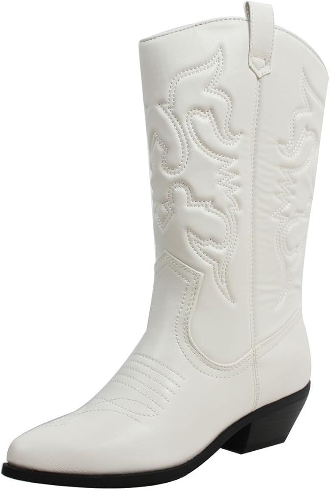 Soda Reno Women Western Cowboy Pointed Toe Knee High Pull On Tabs Boots | Amazon (US)