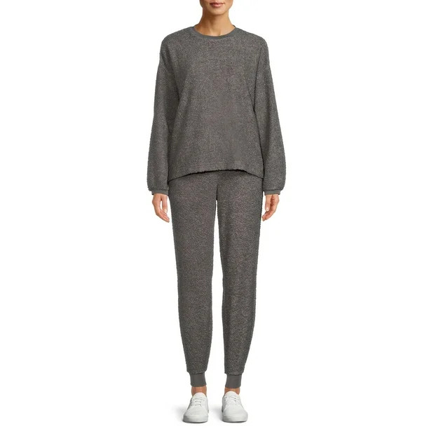 Secret Treasures Women's and Women's Plus Boucle Top and Jogger Set - Walmart.com | Walmart (US)