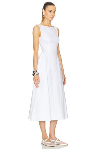 Helsa Stretch Cotton Sateen Midi Dress in White from Revolve.com | Revolve Clothing (Global)