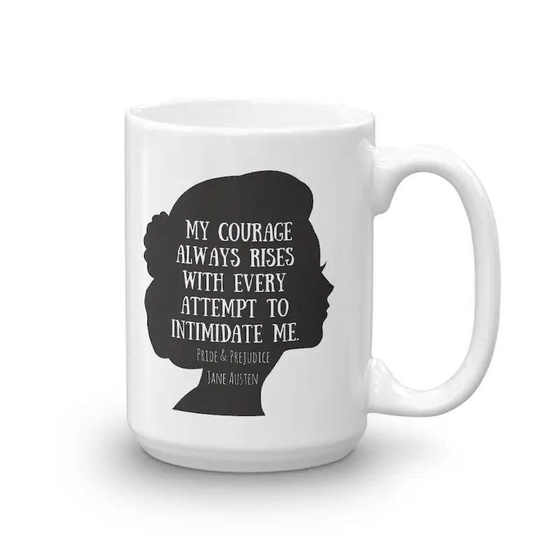 Jane Austen Pride and Prejudice Mug Coffee Cup, My Courage Always Rises Feminist Mug for Book Nerd G | Etsy (US)